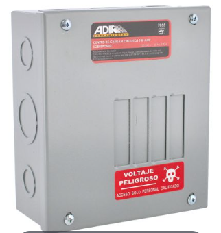 Centro de carga de 4 unidades 100 Amp de sobreponer 7055 Adir