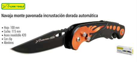 Navaja monte pavonada incrustación dorada automática