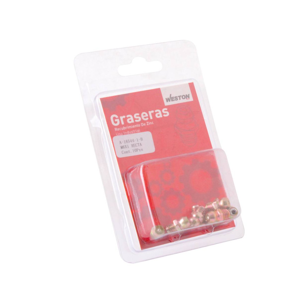 GRASERA M6 X 1 RECTA BLISTER DE 10 PIEZAS