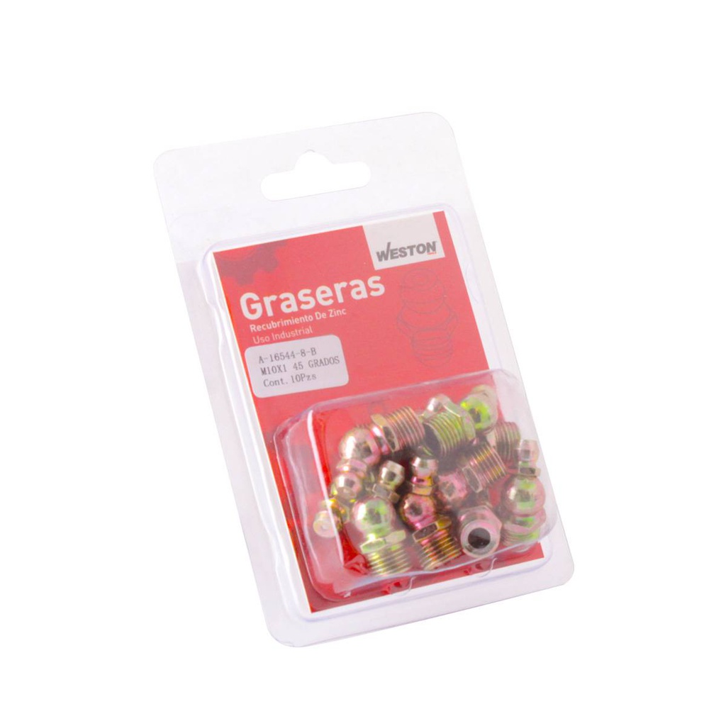 GRASERA M10 X 1  45 GRADOS BLISTER DE 10 PIEZAS