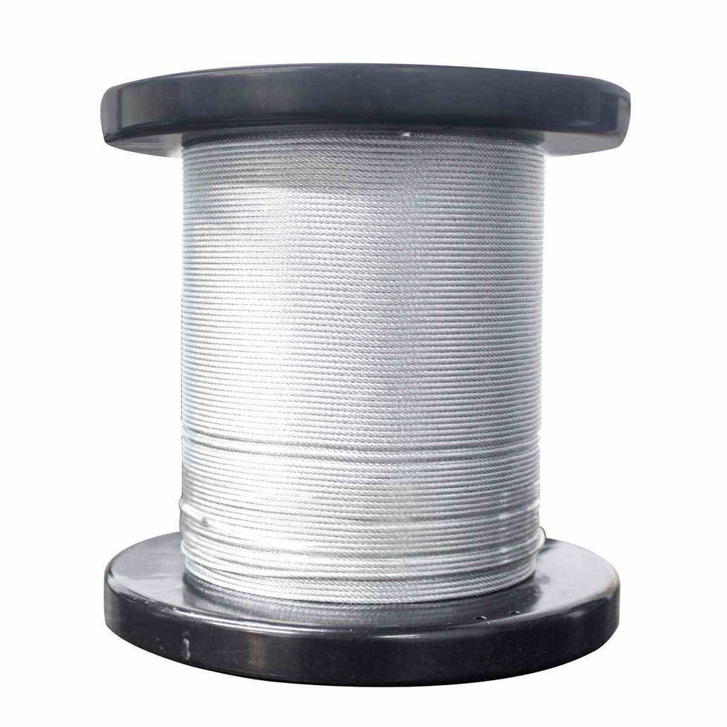 CABLE DE ACERO C/FORRO PLASTICO 7X7 3/32"-1/8" ROLLO 500MTS