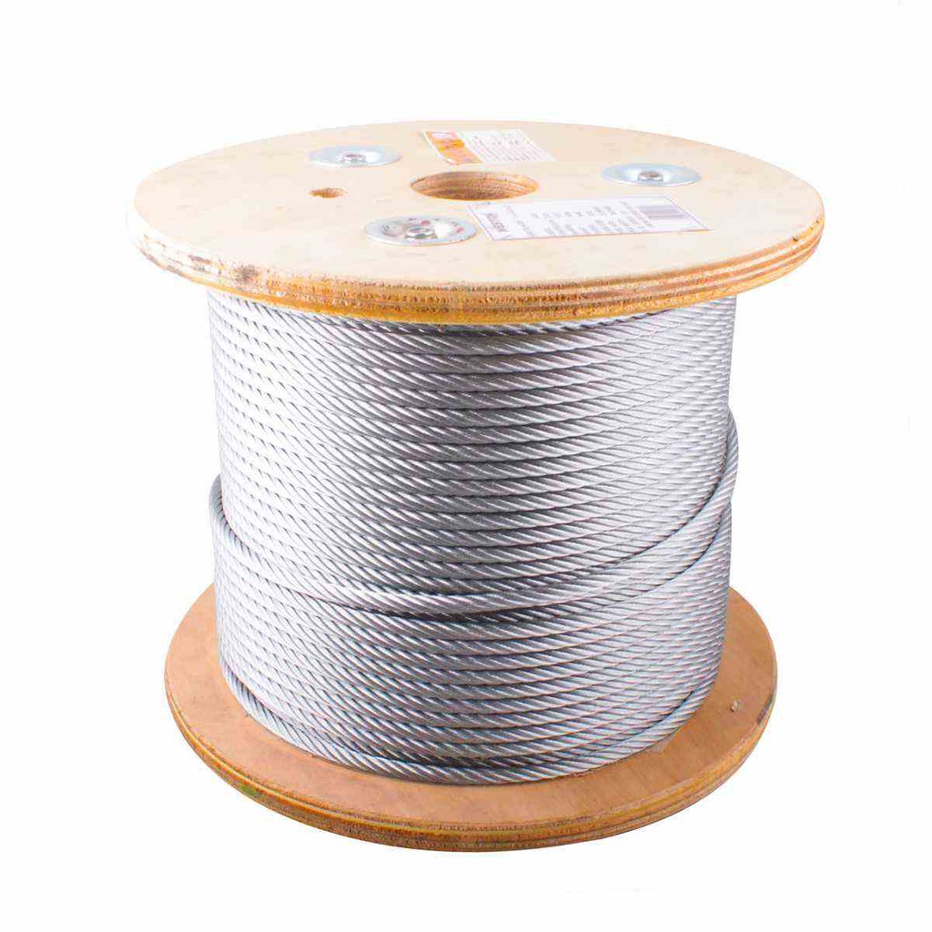CABLE DE ACERO GALVANIZADO 7X19 1/4" ROLLO 100M