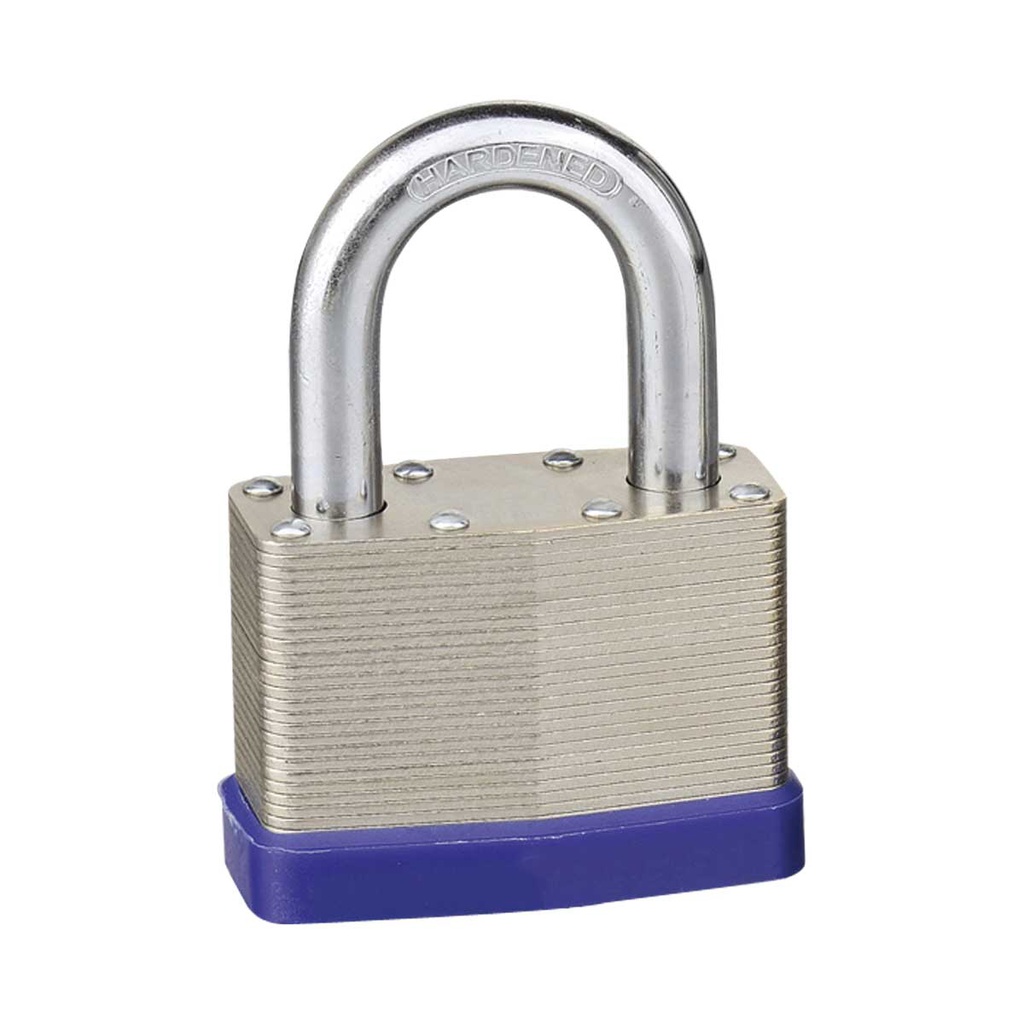 CANDADO DE ACERO CUERPO LAMINADO 50MM C/2 LLAVES (CAJA C/6 PZAS - PRECIO X PIEZA)