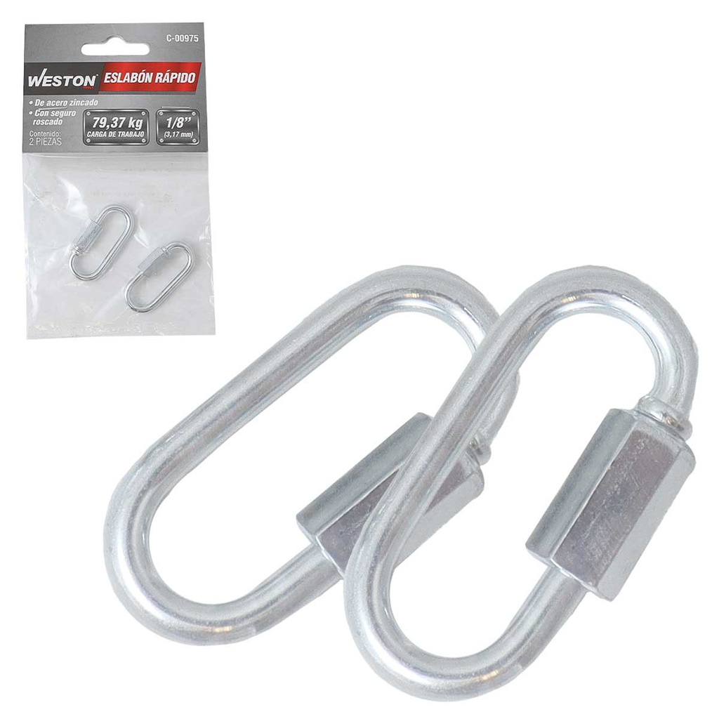 ESLABON RAPIDO ACABADO ZINC 1/4"X45MM (PRECIO X PIEZA - A GRANEL)