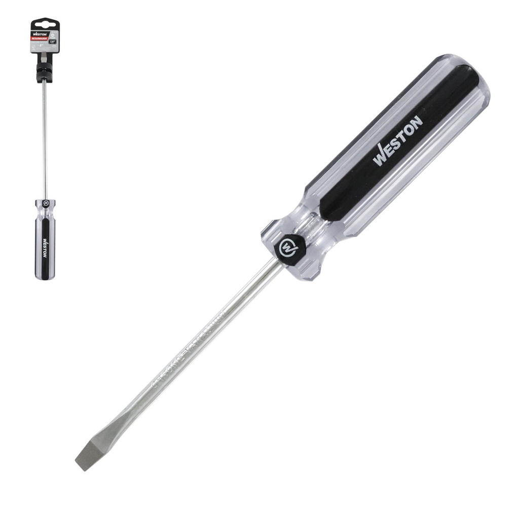 DESARMADOR PLANO 1/4 X 4" MANGO PVC ASME-B107.600 (CAJA C/6 PZAS - PRECIO X PIEZA)