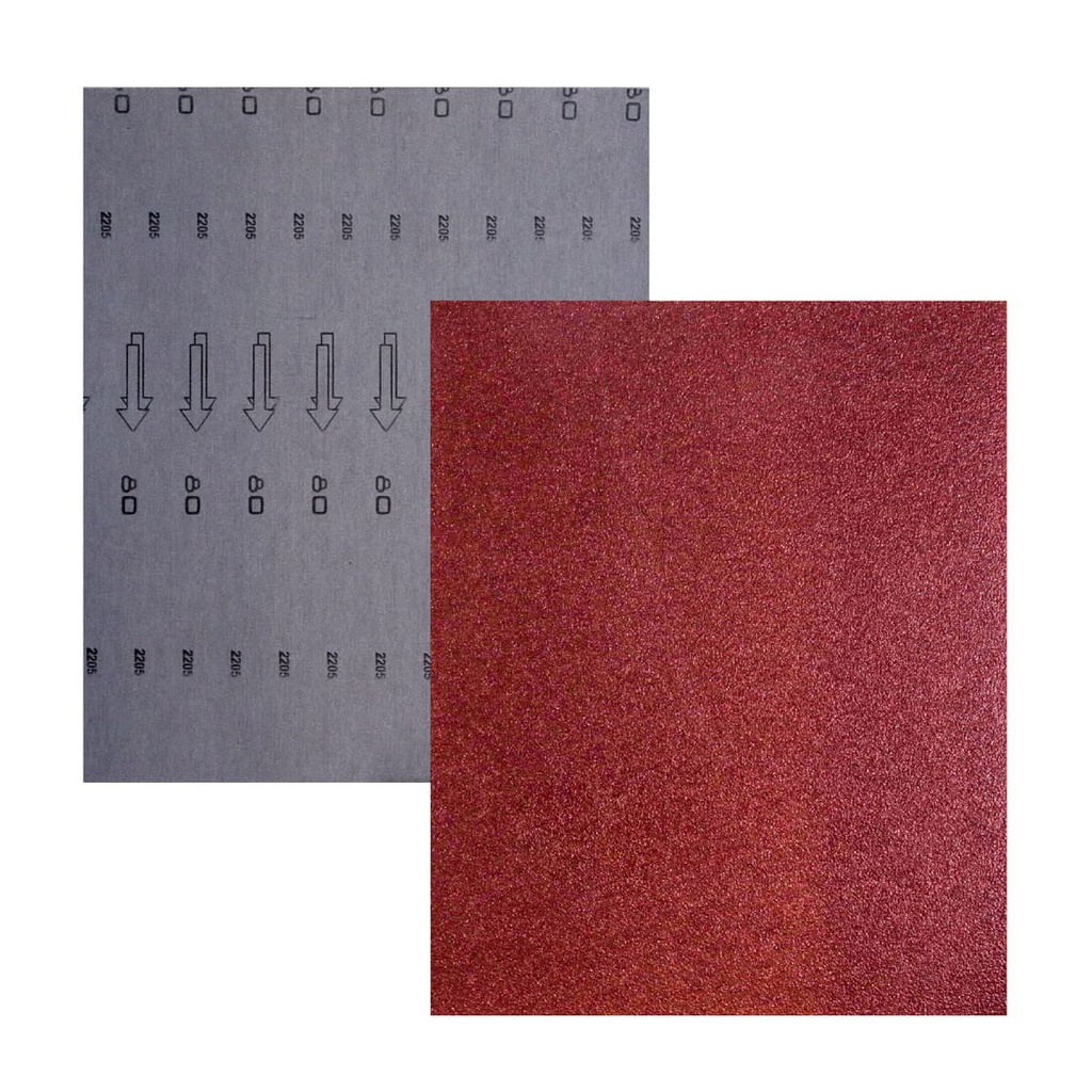 HOJA DE LIJA RESPALDO DE TELA OXIDO DE ALUMINIO 9" X 11" G080(Precio x pieza - Empaque c/25 pzas)
