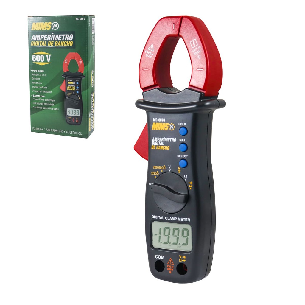 AMPERIMETRO DIGITAL DE GANCHO 600V