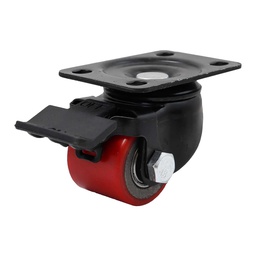 [Y-1034-50] RODAJA FIERRO VACIADO C/PU ROJA GIR. C/FRENO HORQUILLA NEGRA 2" (50*42MM)