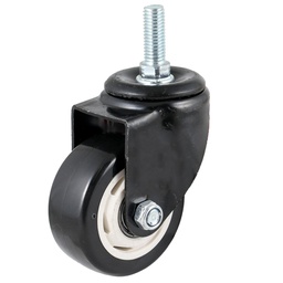 [Y-2041-75] RODAJA DE PVC NEGRO GIRATORIA C/ESPIGA ROSCADA 3" (75X32MM)
