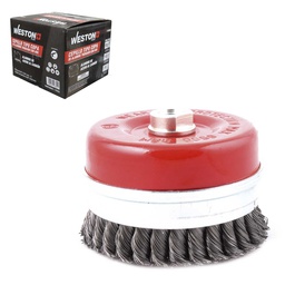 [Z-10065] CEPILLO TIPO COPA TRENZADA C/ARO 5" ENT 5/8-11 A. AL CARBON  .020"