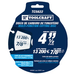 [TC5622] DISCO DE CARBURO DE TUNGSTENO 4 1/2" 