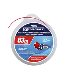 [TC3214] HILO DE NYLON P/DESBROZADORA2.7MM (.105") 63M TIPO DONA
