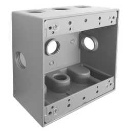 [9840050] CAJA CUADRADA DE ALUMINIO 4 ½” X 4 ½”  CON 5 ORIFICIOS DE 1/2”