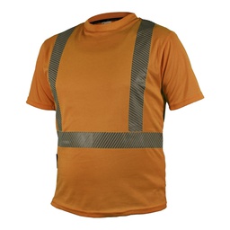 [ECO-110ANCR2XG] CAMISA ECOFRIENDLY CUELLO REDONDO ANARANJADA C/REFLEJANTE T 2XG.