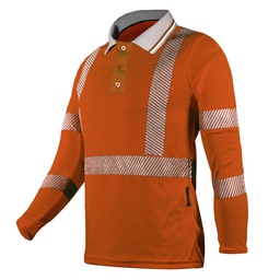 [ECO-121ANCRCH] CAMISA MANGA LARGA ECOFRIENDLY TIPO POLO ANARANJADA C/REFLEJANTE T-CH.
