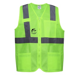 [ECO-1020VCR2XG] CHALECO ANSI TIPO R CLASE 2, ECOFRIENDLY VERDE HI-VIS, C/REF GRIS DE 2" Y ZIPPER FRONTAL. T-2XG.