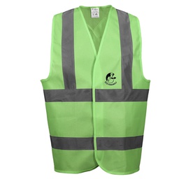 [ECO-1026VCRGD] CHALECO ANSI TIPO R CLASE 2, ECOFRIENDLY VERDE HI-VIS, C/REF GRIS DE 2" Y CIERRE DE GANCHO Y FELPA. T-GD.