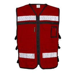[SR-2020GUCRMD] CHALECO RESCATISTA ABIERTO GUINDO 100% ALGODON CON REFLEJANTE TALLA MD