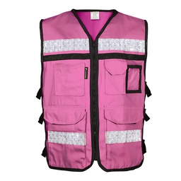 [SR-2020ROCRXG] CHALECO RESCATISTA ABIERTO ROSA 100% ALGODON CON REFLEJANTE TALLA XG