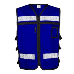 [SR-2020AZCRXG] CHALECO AZUL ABIERTO  TIPO RESCATISTA DE ALGODON  TALLA XG