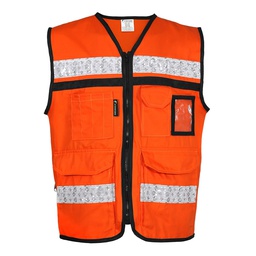[SR-2030ANCRGD] CHALECO ANARANJADO CERRADO  TIPO RESCATISTA DE ALGODON  TALLA GD