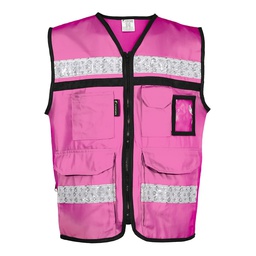 [SR-2030ROCRCH] CHALECO RESCATISTA CERRADO ROSA 100% ALGODON C/ REF TALLA CH