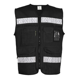 [SR-2030NECR2XG] CHALECO RESCATISTA CERRADO NEGRO 100% ALGODON C/ REF TALLA 2XG