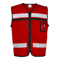[SR-2030RCRCH] CHALECO ROJO CERRADO  TIPO RESCATISTA DE ALGODON  TALLA GD