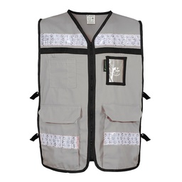 [ECO-2040GRCR2XG] CHALECO RESCATISTA ABIERTO GRIS ALGODON/POLIESTER CON REFLEJANTE TALLA 2XG