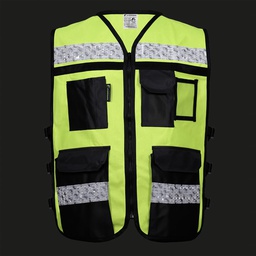 [ECO-2080AMCRMD] CHALECO ECOFRIENDLY AMARILLO ABIERTO TIPO RESCATISTA DE ALTA VISIBILIDAD T-MD