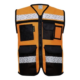 [ECO-2090ANCR2XG] CHALECO ECOFRIENDLY ANARANJADO CERRADO TIPO RESCATISTA DE ALTA VISIBILIDAD T-2XG