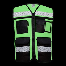 [ECO-2090VCRXG] CHALECO ECOFRIENDLY VERDE CERRADO TIPO RESCATISTA DE ALTA VISIBILIDAD T-XG