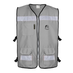 [ECO-3040GRCRXG] CHALECO RESCATISTA ABIERTO GRIS ALGODON/POLIESTER CON REFLEJANTE TALLA XG
