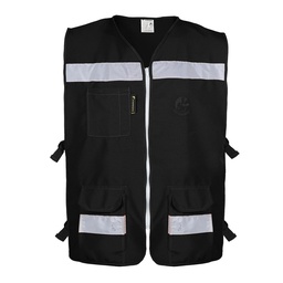 [ECO-3040NECRXG] CHALECO RESCATISTA ABIERTO NEGRO ALGODON/POLIESTER CON REFLEJANTE TALLA XG