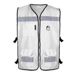 [ECO-3040BLCRCH] CHALECO RESCATISTA ABIERTO BLANCO ALGODON/POLIESTER CON REFLEJANTE TALLA CH