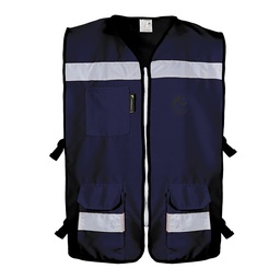 [ECO-3040AZCRXG] CHALECO RESCATISTA ABIERTO AZUL MARINO ALGODON/POLIESTER CON REFLEJANTE TALLA XG