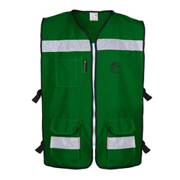 [ECO-3040VCR2XG] CHALECO RESCATISTA ABIERTO VERDE ALGODON/POLIESTER CON REFLEJANTE TALLA 2XG