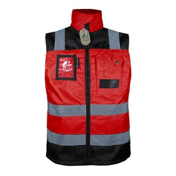 [ECO-1320RNCRXG] CHALECO ECOFRIENDLY EJECUTIVO DE TRABAJO, ANSI TIPO O CLASE 1, HIGH VISIBILIY ROJO/NEGRO T-XG.