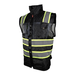 [ECO-1335NCRXG] CHALECO DE MALLA ECOFRIENDLY EJECUTIVO C/REF BICOLOR, ANSI TIPO O CLASE 1, HIGH VISIBILIY NEGRO T-XG.