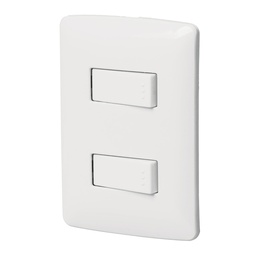 [46461] Placa armada, 2interruptores sencillos,blanco,linea Italiana