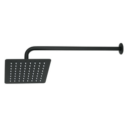 [47750] Regadera cuadrada 8', acero inox, con brazo, negro, Tubig