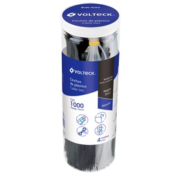[44016] Bote con 1000 cinchos plasticos negros y naturales, Volteck
