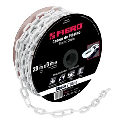 [44171] Metro de cadena de 5 mm de plastico blanca, carrete de 25 m