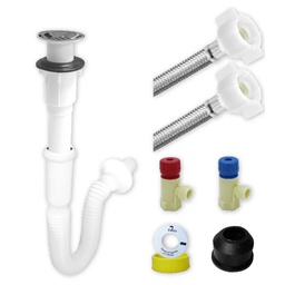 [3163] Kit De Instalacion Para Lavabo Con CespoPractick Rejilla Inoxidable y FF Premium 1/2" x 40 cms. (3163)