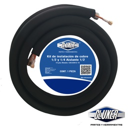 [CXC32N12-50] Kit Tuberia de Cobre 1/2 y 1/4 con Aislante de Espesor 1/2 
