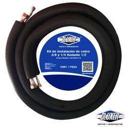 [CXC12N12-25] Kit Tuberia de Cobre 1/4 y 3/8 con Aislante de Espesor 1/2 25 pies