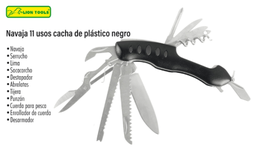 [7073] 7073 Navaja 11 usos cacha de plástico negro