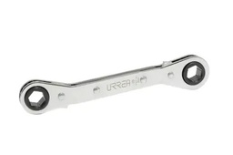 [Llave de estrías pulido espejo acodada de matraca métrica, 6 puntas, 9 x 10 mm Urrea] 1182M