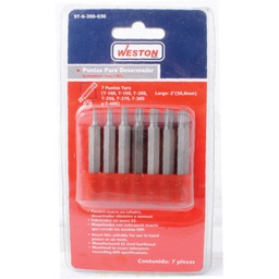 [ST-6-200-040] JUEGO 7 PZS.PUNTAS TORX A 1" (10,15,20,25,27,30,40)